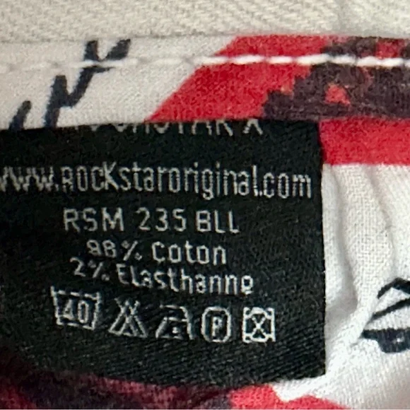 Rockstar Mens Sz 42 White Paint Splatter Denim Jeans Streetwear Distressed Urban - Picture 12 of 13